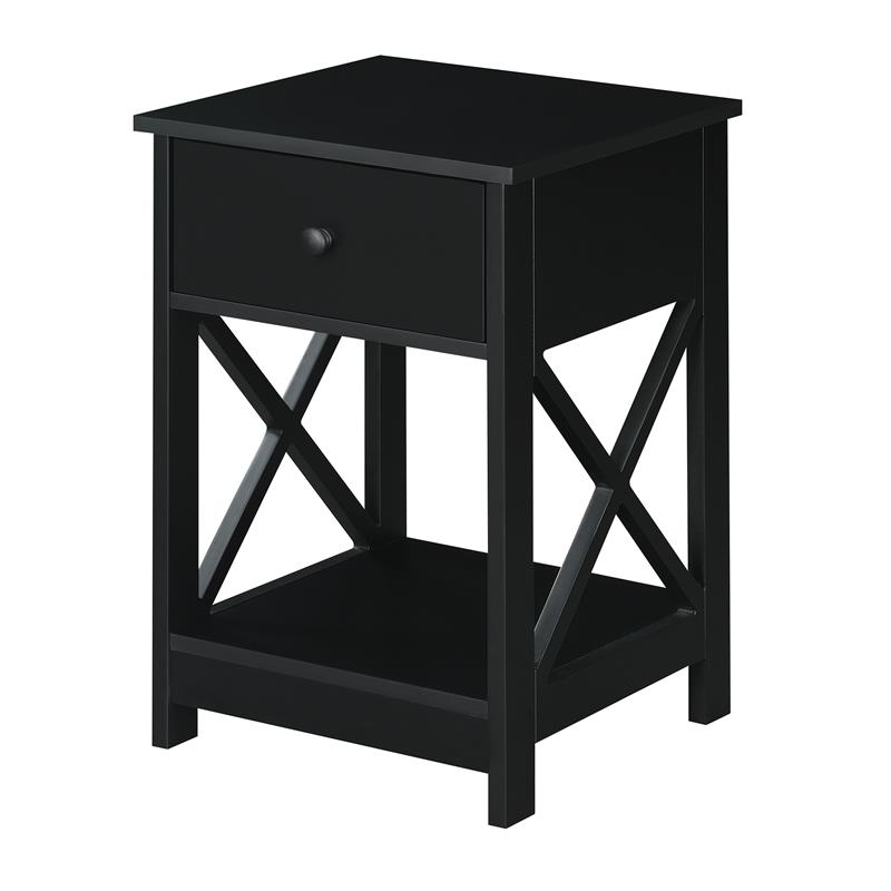 Convenience Concepts Oxford One-Drawer End Table in Black Wood Finish