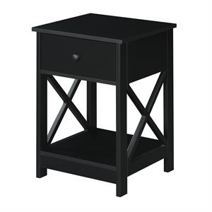 Convenience Concepts Oxford One-Drawer End Table in Black Wood Finish