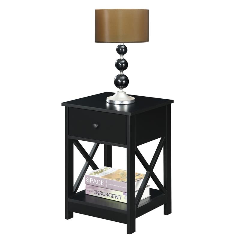 Convenience Concepts Oxford One-Drawer End Table in Black Wood Finish