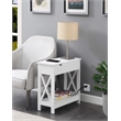 Oxford Flip Top End Table with Charging Station in White Wood Finish