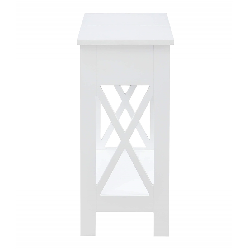 Oxford Flip Top End Table with Charging Station in White Wood Finish