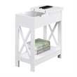 Oxford Flip Top End Table with Charging Station in White Wood Finish