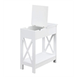 Oxford Flip Top End Table with Charging Station in White Wood Finish