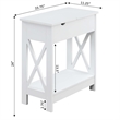 Oxford Flip Top End Table with Charging Station in White Wood Finish