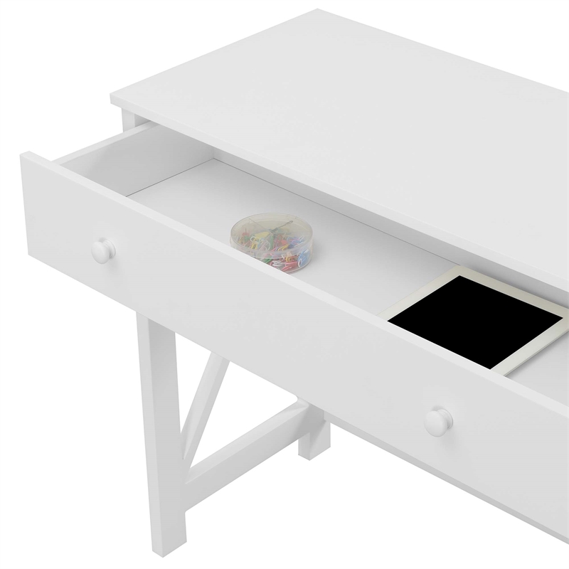 Convenience Concepts Oxford 36 Inch Desk in White Wood Finish