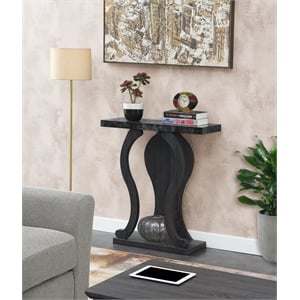 Newport Terry B Console Table in Weathered Gray and Faux Black Marble Wood