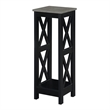 Convenience Concepts Oxford Tall Plant Stand in Black Wood and Faux Cement Top