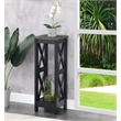 Convenience Concepts Oxford Tall Plant Stand in Black Wood and Faux Cement Top
