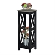 Convenience Concepts Oxford Tall Plant Stand in Black Wood and Faux Cement Top