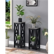 Convenience Concepts Oxford Tall Plant Stand in Black Wood and Faux Cement Top