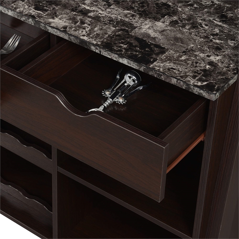 Convenience Concepts Uptown Wine Bar with Cabinet in Espresso Wood Finish