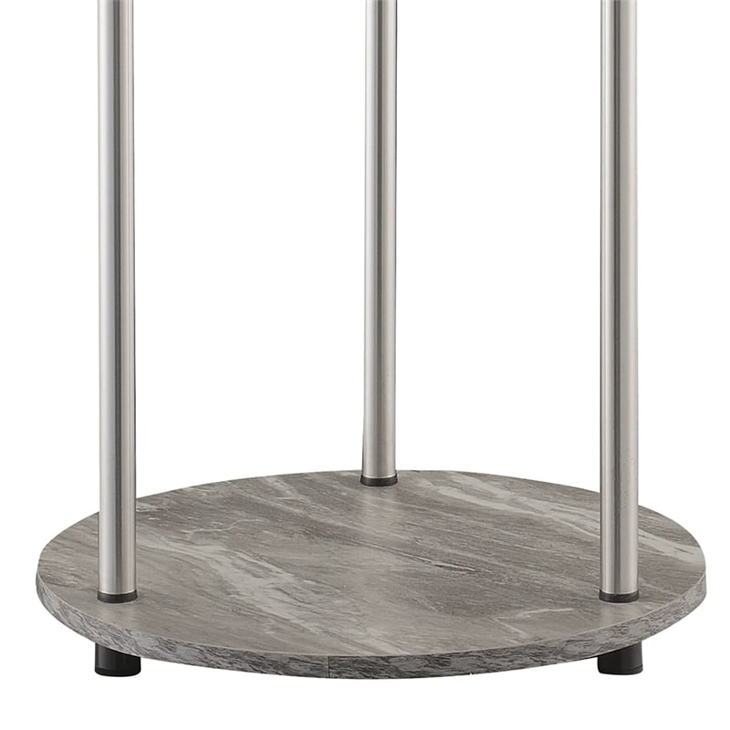 Convenience Concepts Designs2Go No-Tools Two-Tier Round End Table in Gray Wood