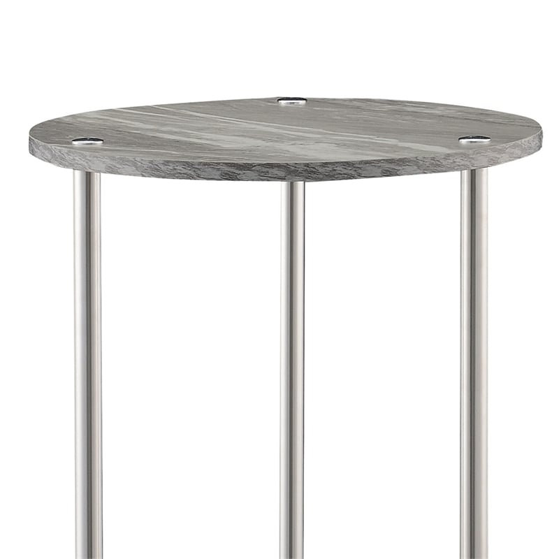 Convenience Concepts Designs2Go No-Tools Two-Tier Round End Table in Gray Wood