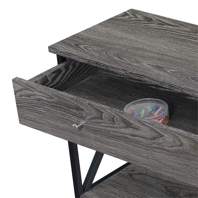 Tucson One-Drawer Console Table in Gray Wood with Black Metal Frame