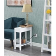 American Heritage Flip Top End Table with Charging Station in White Wood Finish