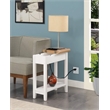 American Heritage Flip Top End Table with Charging Station in White Wood Finish