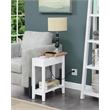 American Heritage Flip Top End Table with Charging Station in White Wood Finish