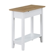 American Heritage Flip Top End Table with Charging Station in White Wood Finish