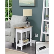 American Heritage Flip Top End Table with Charging Station in White Wood Finish