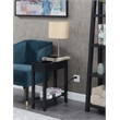 American Heritage Flip Top End Table with Charging Station in Black Wood Finish