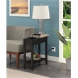 American Heritage Flip Top End Table with Charging Station in Black Wood Finish