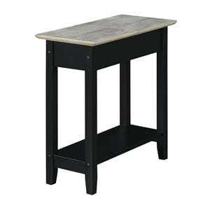 American Heritage Flip Top End Table with Charging Station in Black Wood Finish
