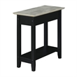 American Heritage Flip Top End Table with Charging Station in Black Wood Finish