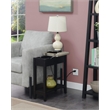 American Heritage Flip Top End Table with Charging Station in Black Wood Finish