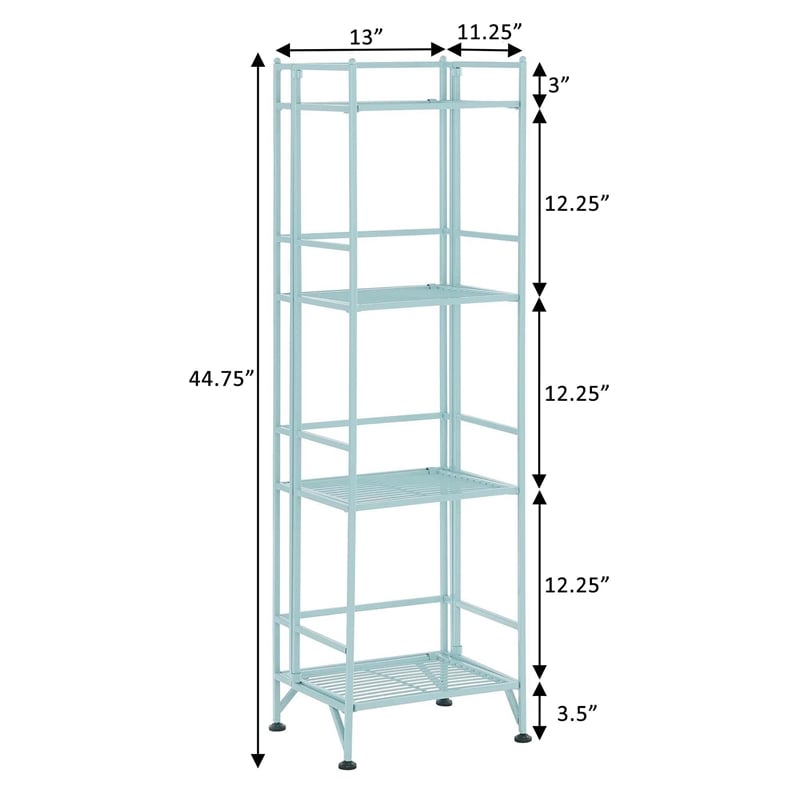 Convenience Concepts Xtra Storage Four-Tier Folding Shelf with Green Metal Frame