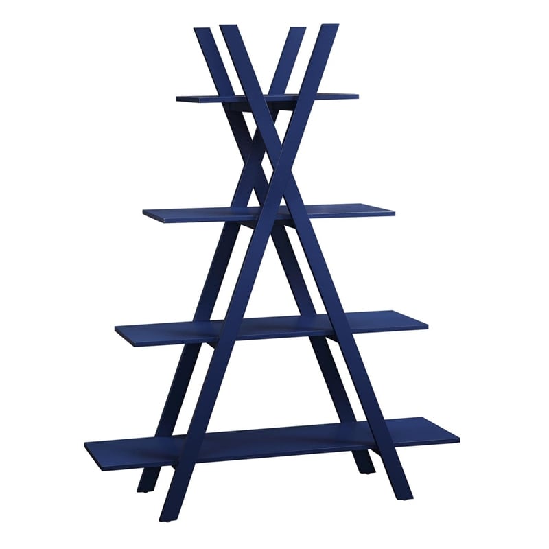 Convenience Concepts Oxford A-Frame Bookshelf in Cobalt Blue Wood Finish