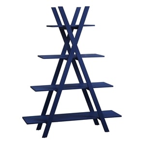Convenience Concepts Oxford A-Frame Bookshelf in Cobalt Blue Wood Finish