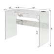 SoHo 42-Inch Glass Desk with Charging Station with White Faux Marble Wood Top