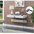 SoHo 42-Inch Glass Desk with Charging Station with White Faux Marble Wood Top