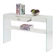 SoHo One-Drawer Console Table in Clear Glass with White Wood Top