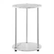 Designs2Go No Tools Two-Tier Round End Table in White Faux Marble Wood Finish