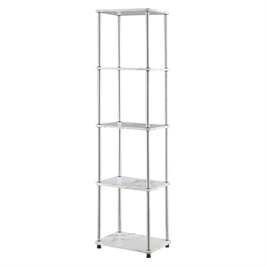 Designs2Go No-Tools Five-Tier Tower in White Faux Marble Wood Finish