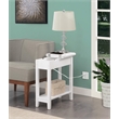 American Heritage Flip-Top End Table with Charging Station in White Wood Finish