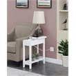 American Heritage Flip-Top End Table with Charging Station in White Wood Finish