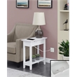 American Heritage Flip-Top End Table with Charging Station in White Wood Finish