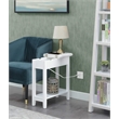 American Heritage Flip-Top End Table with Charging Station in White Wood Finish
