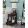 American Heritage Flip-Top End Table with Charging Station in Espresso Wood