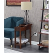 American Heritage Flip-Top End Table with Charging Station in Espresso Wood