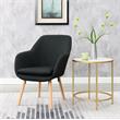 Convenience Concepts Charlotte Accent Chair in Black Linen Fabric with Wood Legs