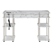 Designs2Go No Tools Student Desk with Charging Station White Faux Marble Wood