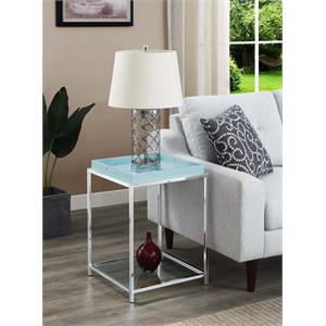 Convenience Concepts Palm Beach End Table in Clear Glass and Chrome Metal Frame