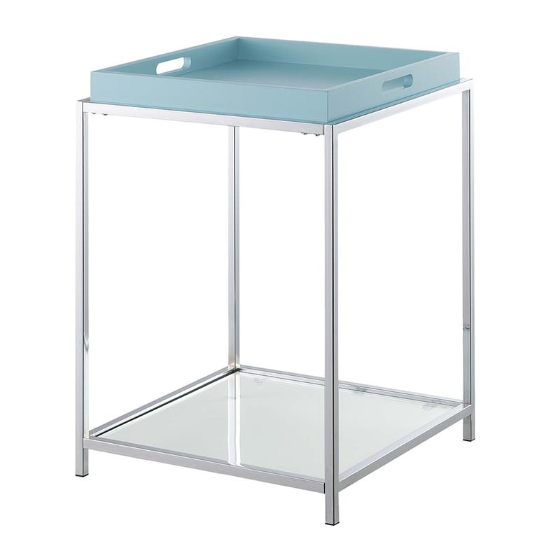 Convenience Concepts Palm Beach End Table in Clear Glass and Chrome Metal Frame
