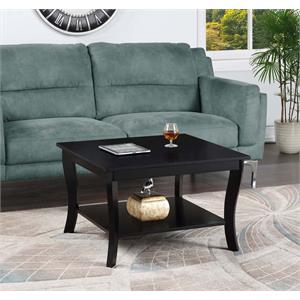 Convenience Concepts American Heritage Square Coffee Table in Black Wood Finish