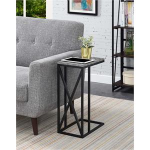 Convenience Concepts Tucson C End Table Gray Faux Marble Wood and Black Metal