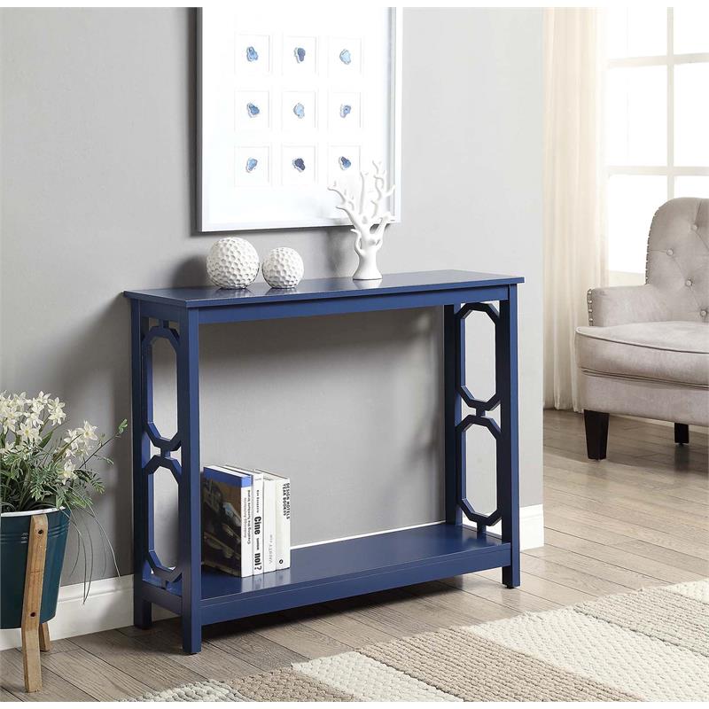 Convenience Concepts Omega Console Table in Cobalt Blue Wood Finish