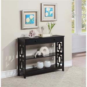 Convenience Concepts Town Square One-Drawer Console Table in Black Wood Finish